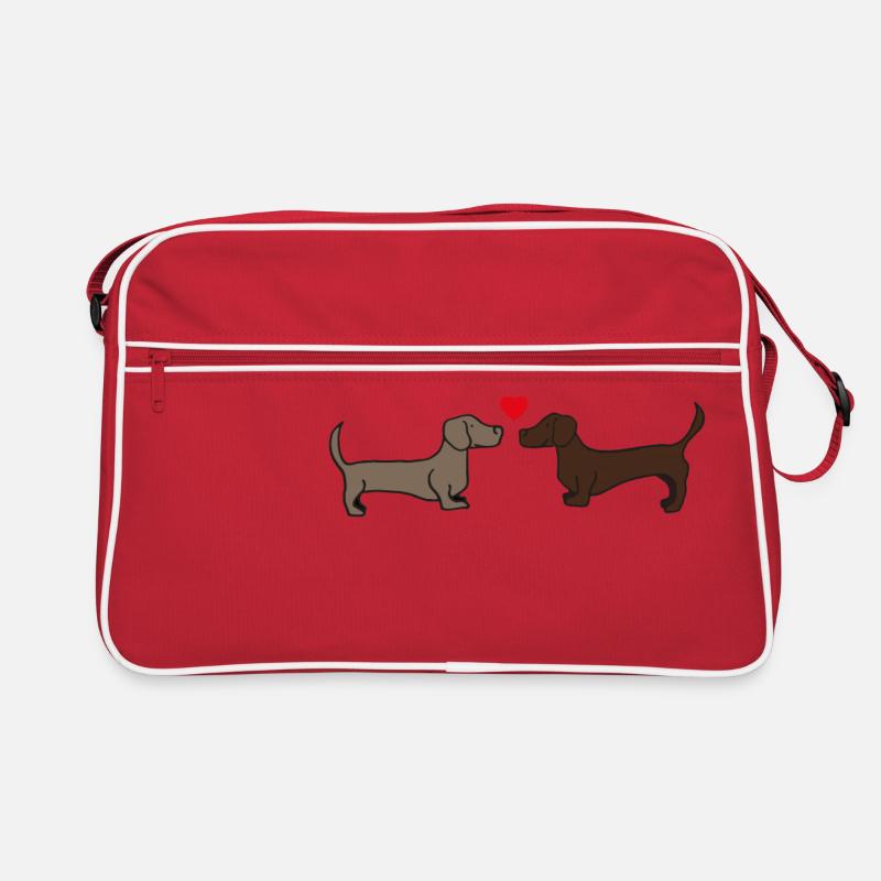 deux teckels s’embrassant , idée cadeau, poster - Sac Retro - rouge/blanc