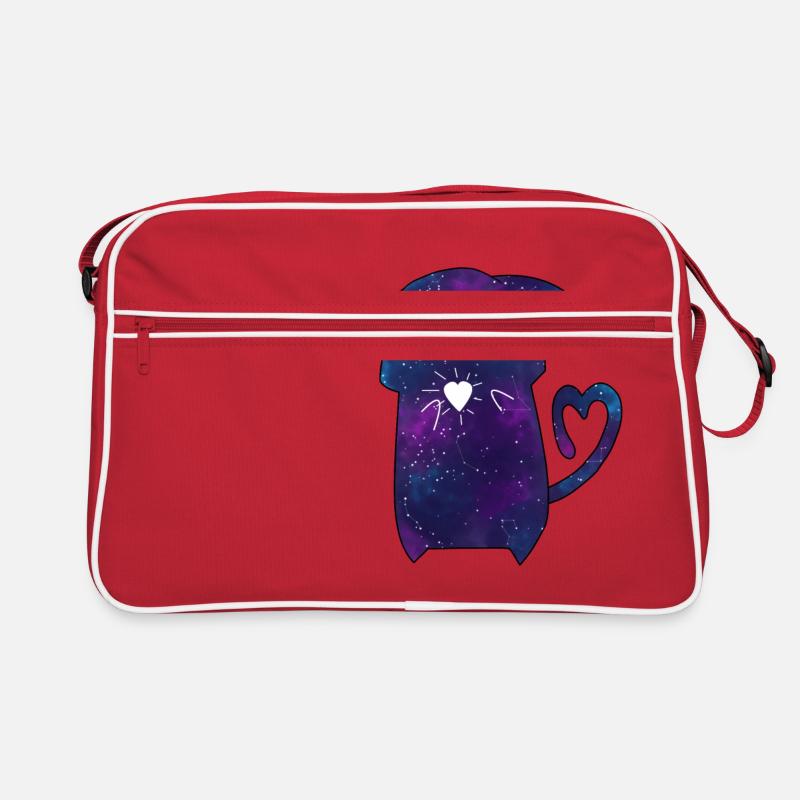 Galaxy Katze - Retro Tasche - Rot/Weiß