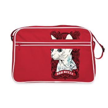 cadeau chat minou de maison idée cadeau - Sac Retro - rouge/blanc - Devant