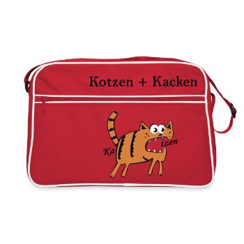 Kotzen + = chats Merde. Idée de cadeau drôle - Sac Retro - rouge/blanc - Devant
