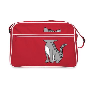 Grey Cat - Retro Bag - red/white - Front
