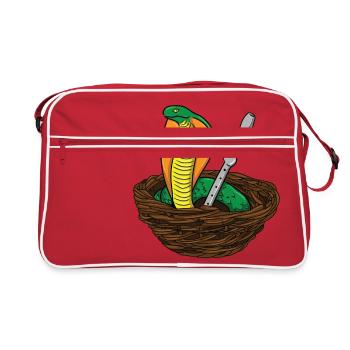 Cobra - Schlange - Boa Mamba Gift Tier - Retro Tasche - Rot/Weiß - Vorne