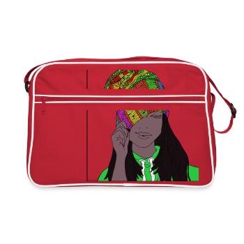 Dame avec bonnet - Sac Retro - rouge/blanc - Devant