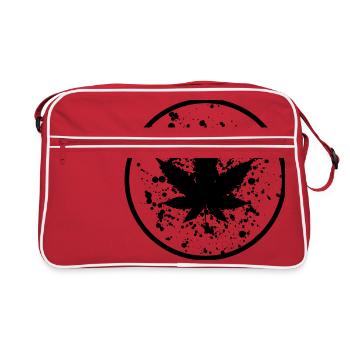 Feuille de cannabis Taches de peinture en cercle - Sac Retro - rouge/blanc - Devant