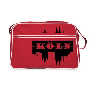 Koeln Skyline Silhouette - Retro Tasche - Rot/Weiß - Vorne