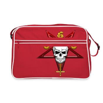 Hail Satan 666 pentagram skull - Retro Bag - red/white - Front