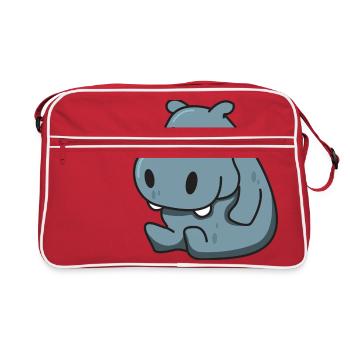 Hippopotame cadeau Hippo animal comique enfant mignon - Sac Retro - rouge/blanc - Devant