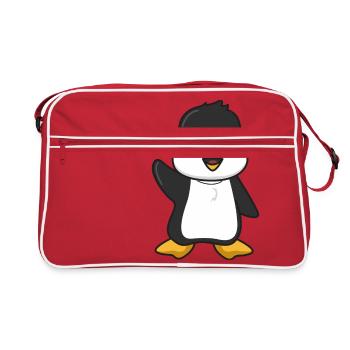 Pingouin cadeau animal mignon pingouins animaux de dessin animé - Sac Retro - rouge/blanc - Devant