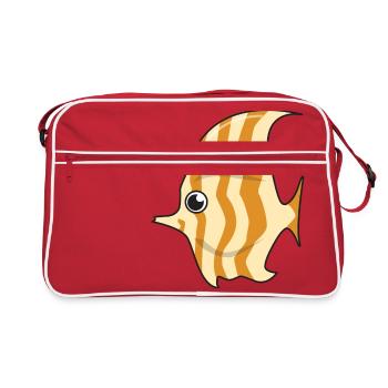 Skalar Fisch Geschenk Aquarium Wasser Fische Comic - Retro Tasche - Rot/Weiß - Vorne