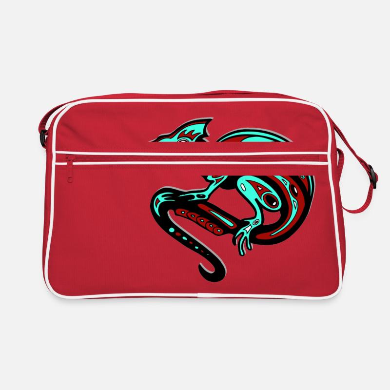 Tribal Chameleon tier reptiel kinder geschenkidee - Retro Tasche - Rot/Weiß