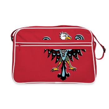 Aigle Tribal Indien Symbole Totem Tatouage Ethno - Sac Retro - rouge/blanc - Devant