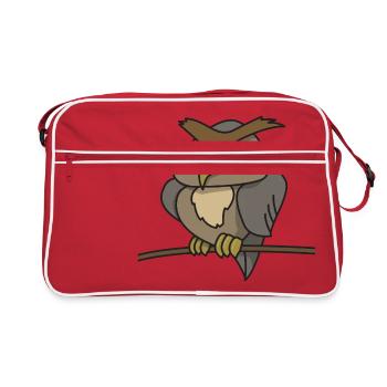 Chouette dessin animé cadeau oiseau branche forêt enfant la nature aigle hibou - Sac Retro - rouge/blanc - Devant