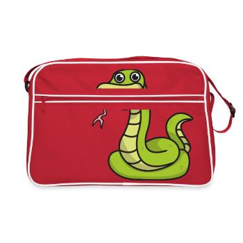 Snake dessin animé cadeau serpents animaux vert - Sac Retro - rouge/blanc - Devant