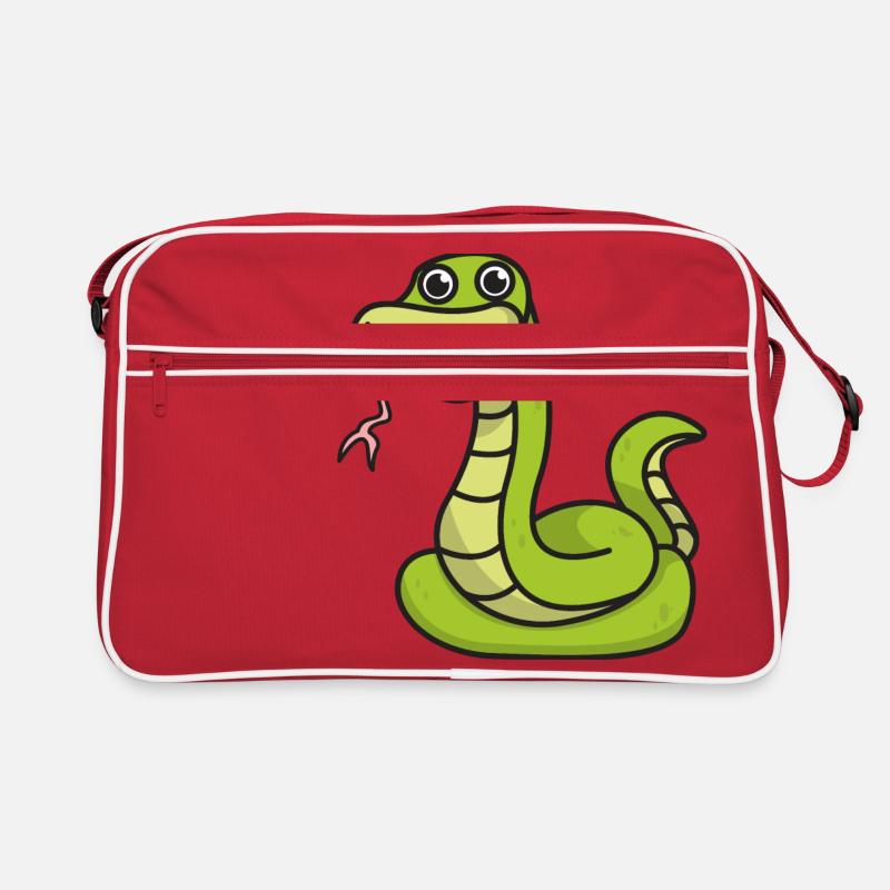 Schlange Comic Geschenk Tier Schlangen grün Retro Tasche