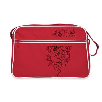 Serpent avec des roses. - Sac Retro - rouge/blanc - Devant