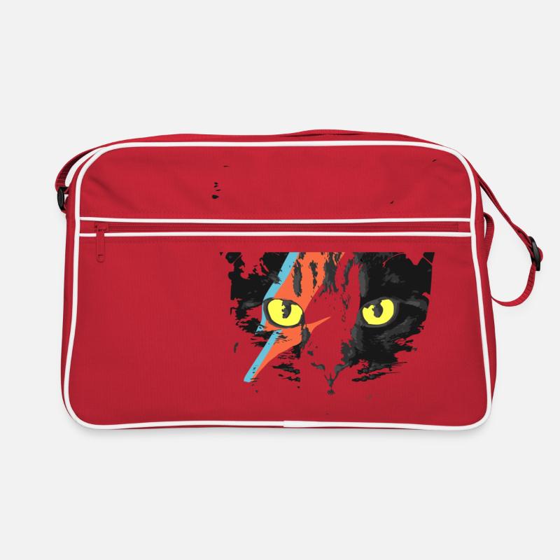 Cat kitten meow black cute gift idea - Retro Bag - red/white