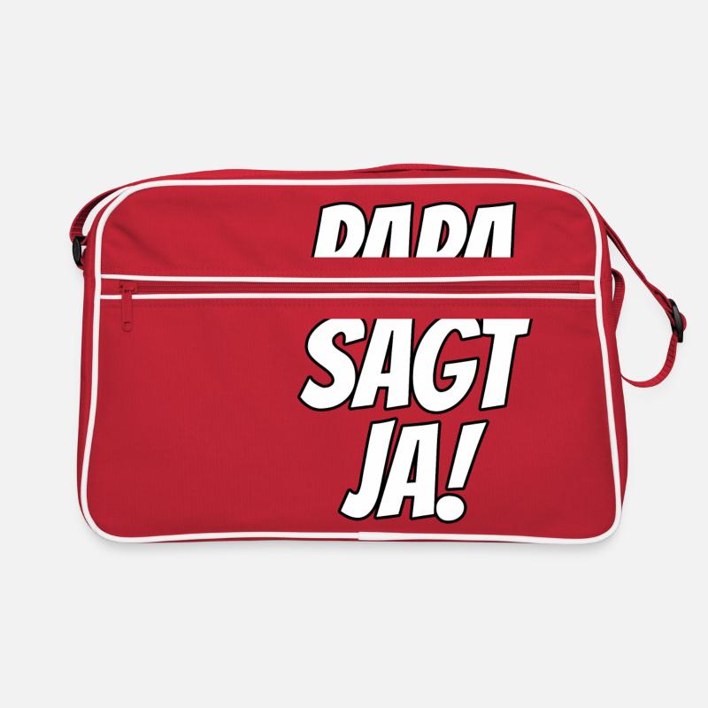 Papa sagt Ja! - Retro Tasche - Rot/Weiß