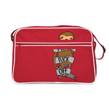 Sloth Please Fuck off - Lazy, laze, sloth - Retro Bag - red/white - Front