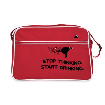 Stop Thinking Start Drinking - Retro Tasche - Rot/Weiß - Vorne