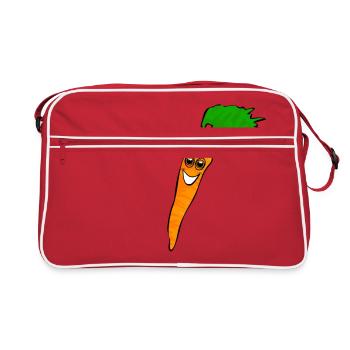 Möhre lachend - Retro Tasche - Rot/Weiß - Vorne
