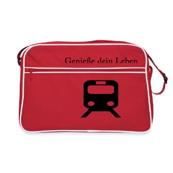 In vollen Zügen - Retro Tasche - Rot/Weiß - Vorne