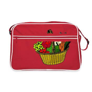 Panier, achats, marché, femme, légumes, sain, cuisine, vegi - Sac Retro - rouge/blanc - Devant