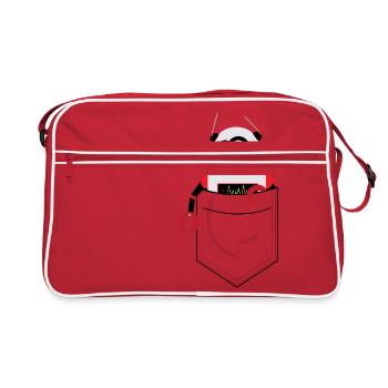 cute robot in pocket, shirt pocket printed - Retro Bag - red/white - Front
