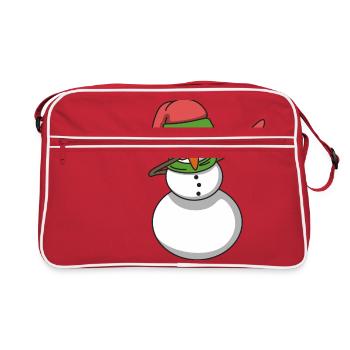 Bonhomme de neige tamponnant hip-hop cadeau de Noël - Sac Retro - rouge/blanc - Devant