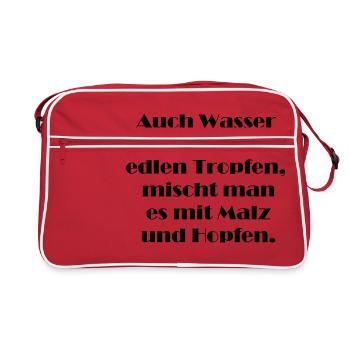 Auch Wasser wird zum edlen Tropfen mischt man es - Retro Tasche - Rot/Weiß - Vorne