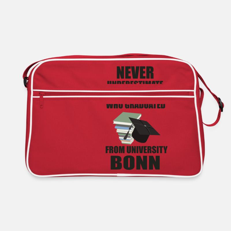 Never underestimate a man University Bonn - Retro Tasche - Rot/Weiß