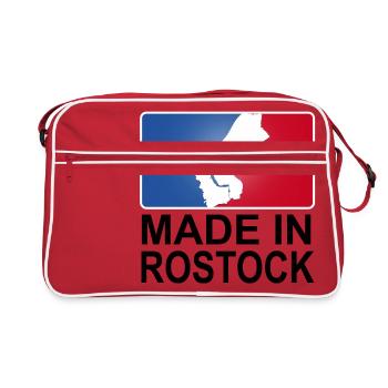 sportliches Made in Rostock Logo - Retro Tasche - Rot/Weiß - Vorne