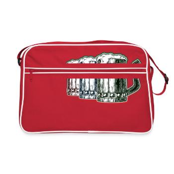 Volle Bierkrüge - Retro Tasche - Rot/Weiß - Vorne