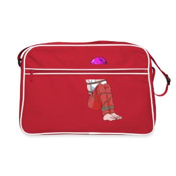 Anime Manga femme avec les cheveux pourpres attachés - Sac Retro - rouge/blanc - Devant