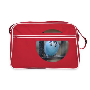 Blue budgerigar budgerigars - Retro Bag - red/white - Front