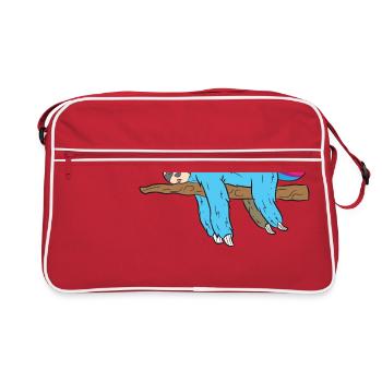Faultier Faultiere Geschenk Sloth Chill Chillen - Retro Tasche - Rot/Weiß - Vorne