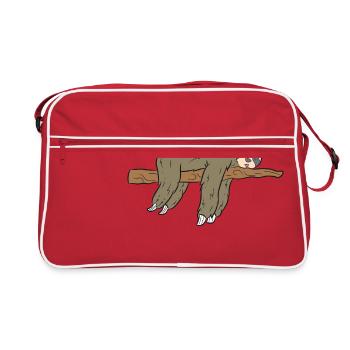 Faultier Faultiere Geschenk Sloth Ast - Retro Tasche - Rot/Weiß - Vorne