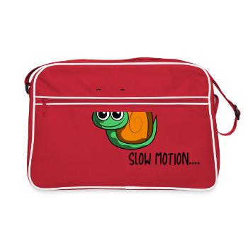 Slow Motion Schneckchen Planet Schnecken Animal - Retro Tasche - Rot/Weiß - Vorne