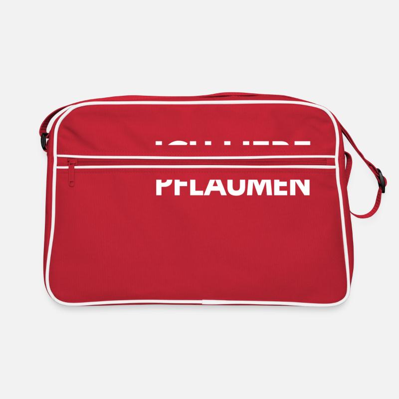 ich liebe Pflaumen - Retro Tasche - Rot/Weiß
