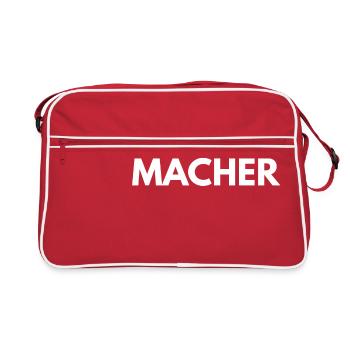 Ich bin ein Macher - Retro Tasche - Rot/Weiß - Vorne