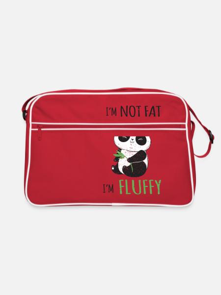 I'm not fat I'm fluffy funny panda bear design - Retro Bag - red/white - Front