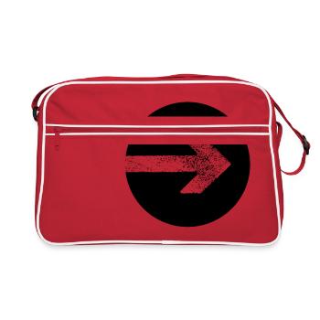 WHITE ARROW IN BLACK CIRCLE - Retro Bag - red/white - Front