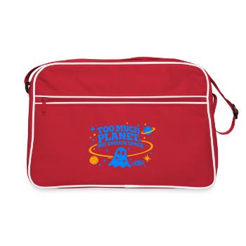 Too Much Planet | Not Enough Space | Electric Blue - Retro Tasche - Rot/Weiß - Vorne