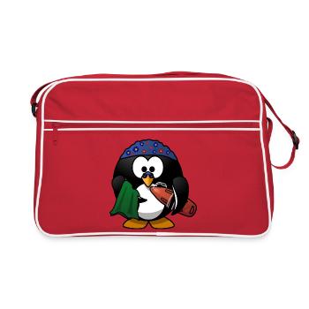 Chapeau de fleur pingouin sur la plage - Sac Retro - rouge/blanc - Devant