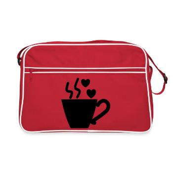 I love Coffee - Kaffeetasse - Kaffee - Retro Tasche - Rot/Weiß - Vorne