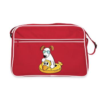 Chien en vacances avec la baignade - Sac Retro - rouge/blanc - Devant