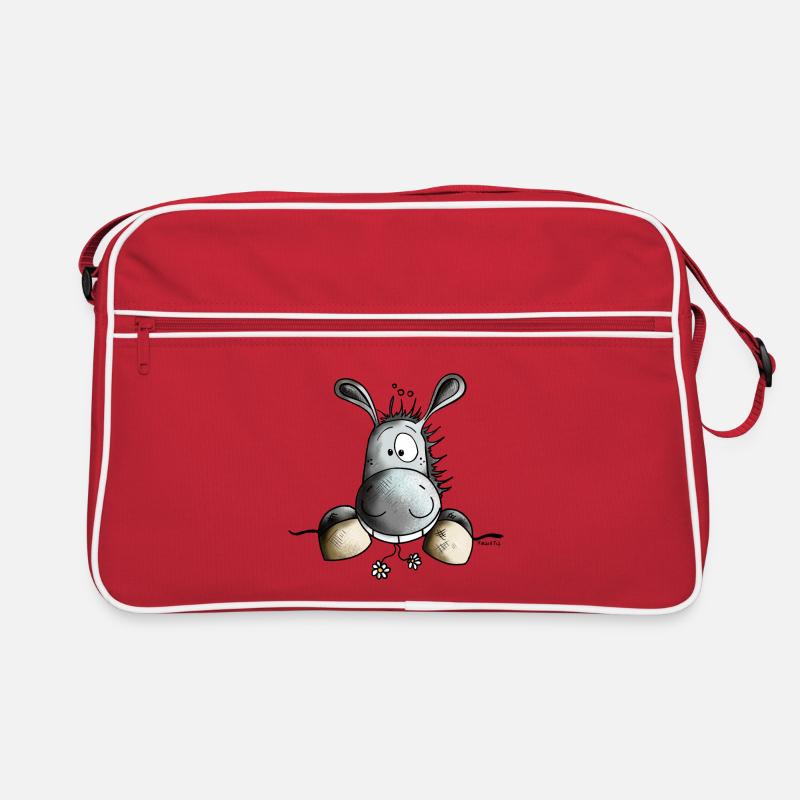 Süßer Esel - Retro Tasche - Rot/Weiß
