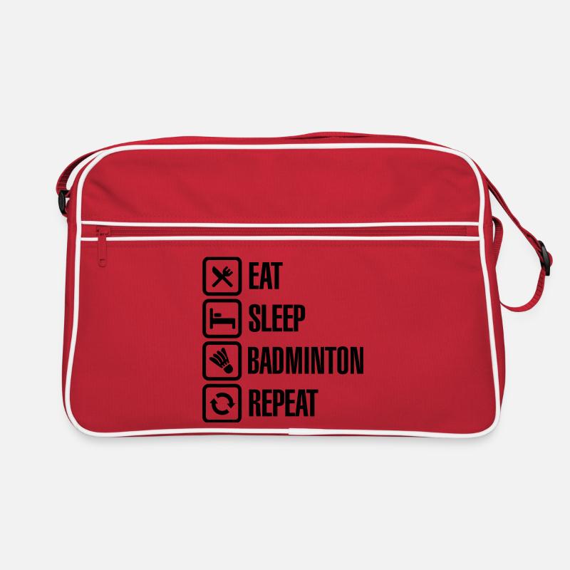 Eat Sleep Badminton Repeat Retro Tasche