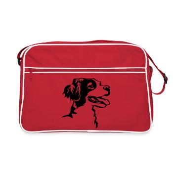 Tête Epagneul Breton - Sac Retro - rouge/blanc - Devant