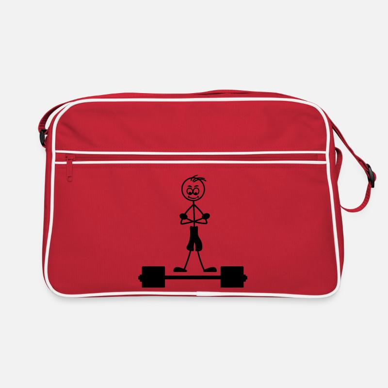 Krafttraining mit Händen übereinander Logo - Retro Tasche - Rot/Weiß