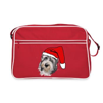 Bearded Collie - Retro Bag - red/white - Front